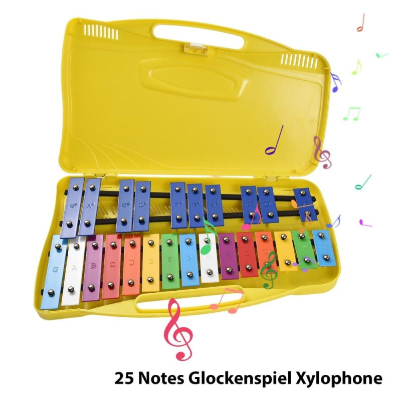 Drums & Percussion |   25-Note Glockenspiel Xylophone – Colorful, Portable, Easy Learning / Perfect Gift for Students Yellow Drums & Percussion Drums & Percussion