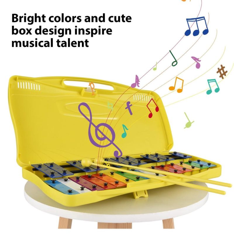 Drums & Percussion |   25-Note Glockenspiel Xylophone – Colorful, Portable, Easy Learning / Perfect Gift for Students Yellow Drums & Percussion Drums & Percussion