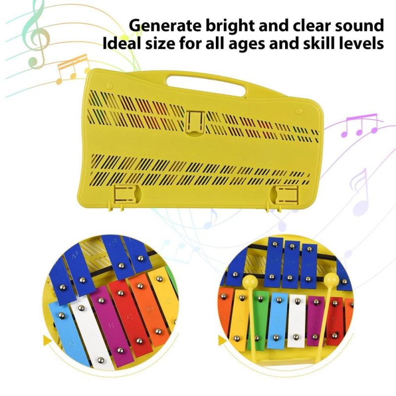 Drums & Percussion |   25-Note Glockenspiel Xylophone – Colorful, Portable, Easy Learning / Perfect Gift for Students Yellow Drums & Percussion Drums & Percussion