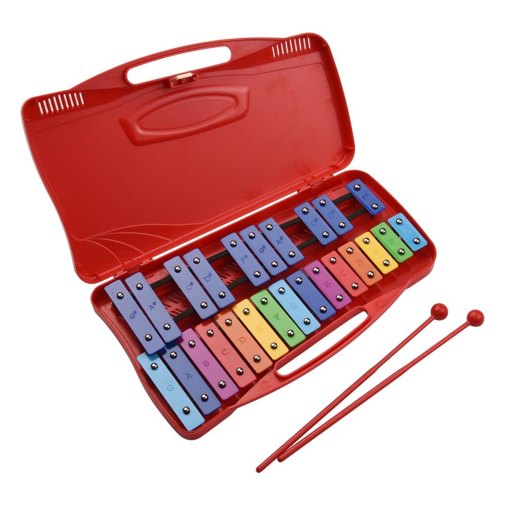 Drums & Percussion |   25 Notes Glockenspiel Xylophone Hand Knock Xylophone for Baby Kids Children Red Drums & Percussion Drums & Percussion