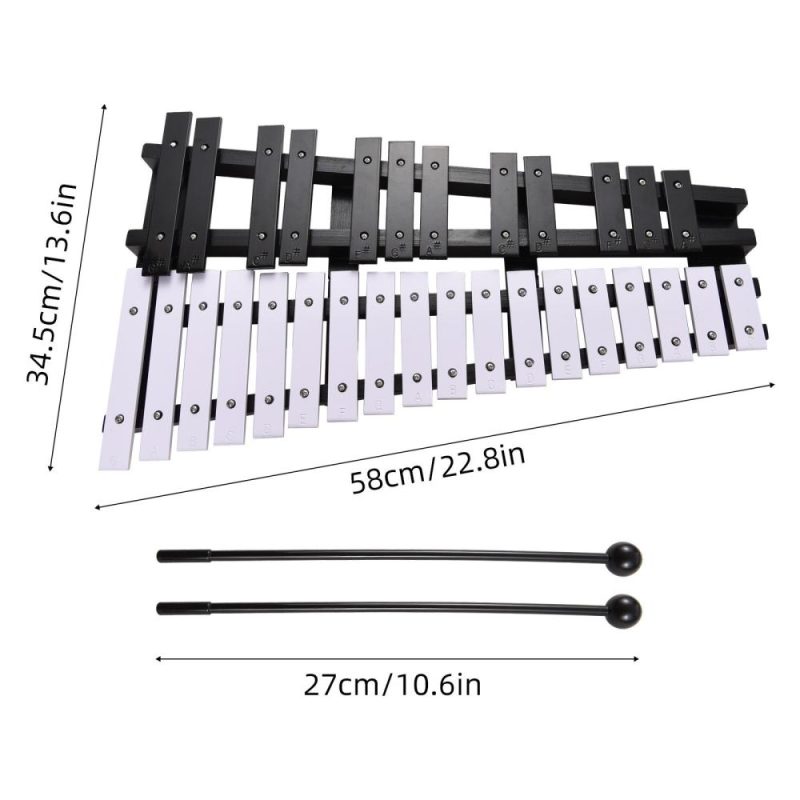 Drums & Percussion |   30 Note Glockenspiel Foldable Xylophone Wooden Frame 5mm Thickness Aluminum Bars Percussion Musical Instrument White Drums & Percussion Drums & Percussion