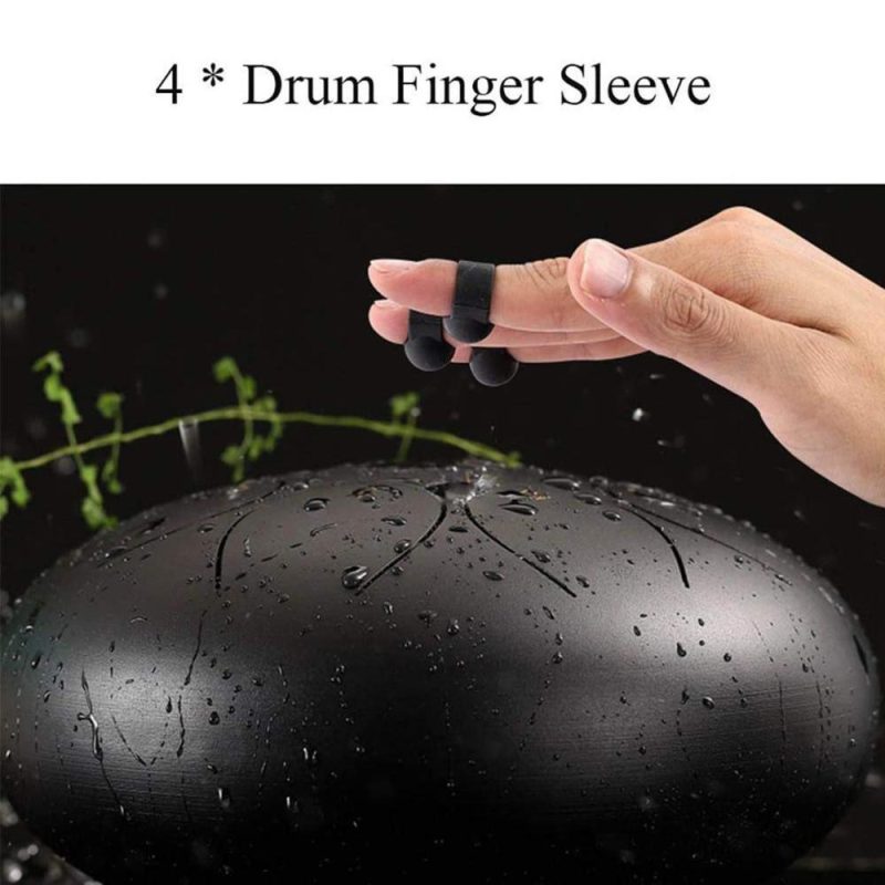 Drums & Percussion |   4 Pcs Finger Sleeve Set for Steel Tongue Drum Percussion Drums Black Drums & Percussion Black