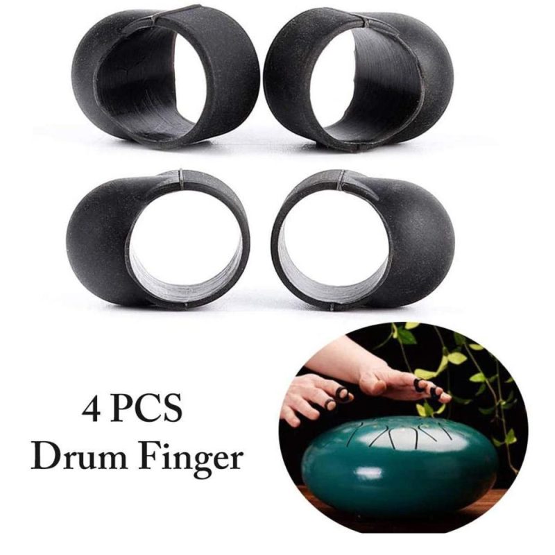 Drums & Percussion |   4 Pcs Finger Sleeve Set for Steel Tongue Drum Percussion Drums Black Drums & Percussion Black