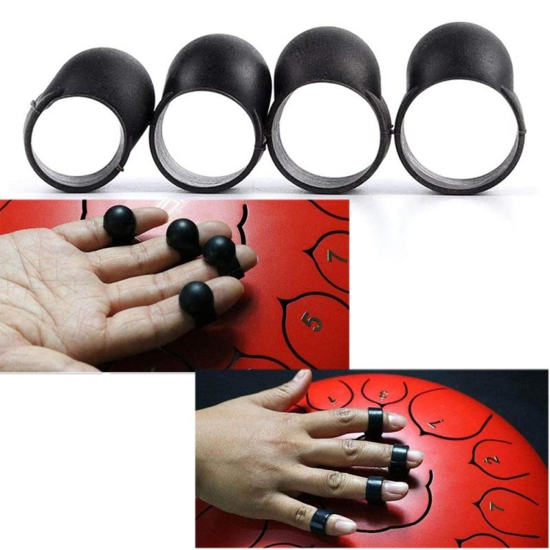 Drums & Percussion |   4 Pcs Finger Sleeve Set for Steel Tongue Drum Percussion Drums Black Drums & Percussion Black