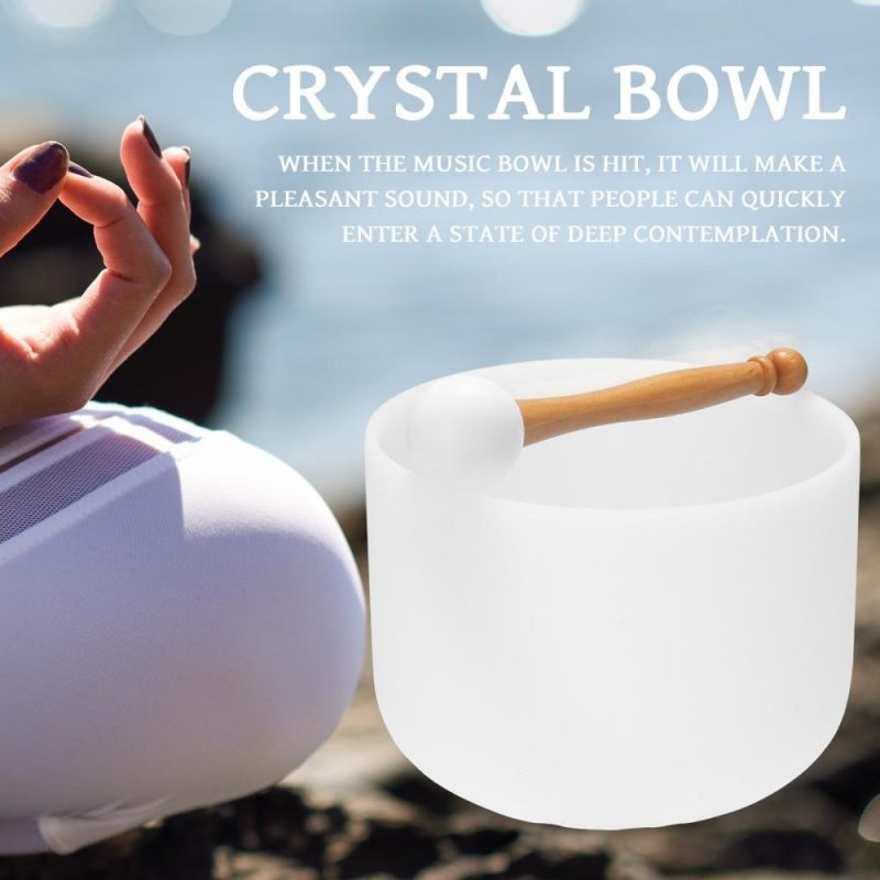 Drums & Percussion |   440HZ Crystal Struck Bowl Ritual Music Therapy Yoga Meditation Singing Bowls Percussion Instruments White Drums & Percussion Drums & Percussion