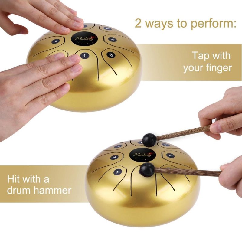 Drums & Percussion |   5.5inch Mini 8-Tone Steel Tongue Drum Gold Drums & Percussion Drums & Percussion