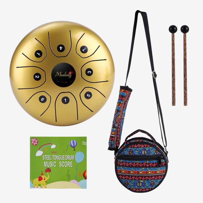 Drums & Percussion |   5.5inch Mini 8-Tone Steel Tongue Drum Gold Drums & Percussion Drums & Percussion