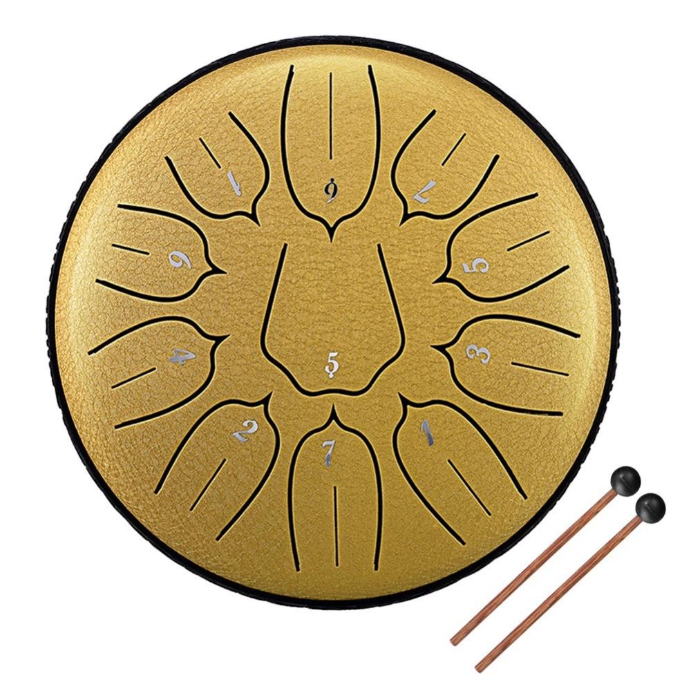 Drums & Percussion |   6 inch 11-Tone Steel Tongue Drum Hand Pan Drums with Drumsticks Percussion Musical Instruments Gold Drums & Percussion Drums & Percussion