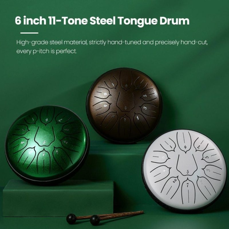 Drums & Percussion |   6 inch 11-Tone Steel Tongue Drum Hand Pan Drums with Drumsticks Percussion Musical Instruments Gold Drums & Percussion Drums & Percussion