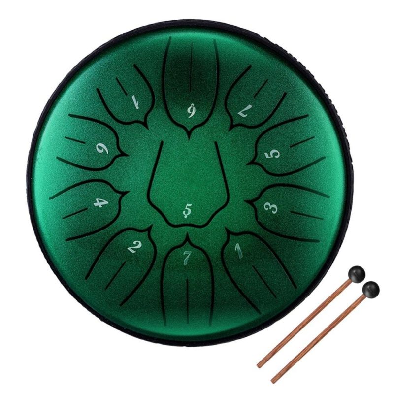 Drums & Percussion |   6 inch 11-Tone Steel Tongue Drum Hand Pan Drums with Drumsticks Percussion Musical Instruments Green Musical Instruments Drums & Percussion