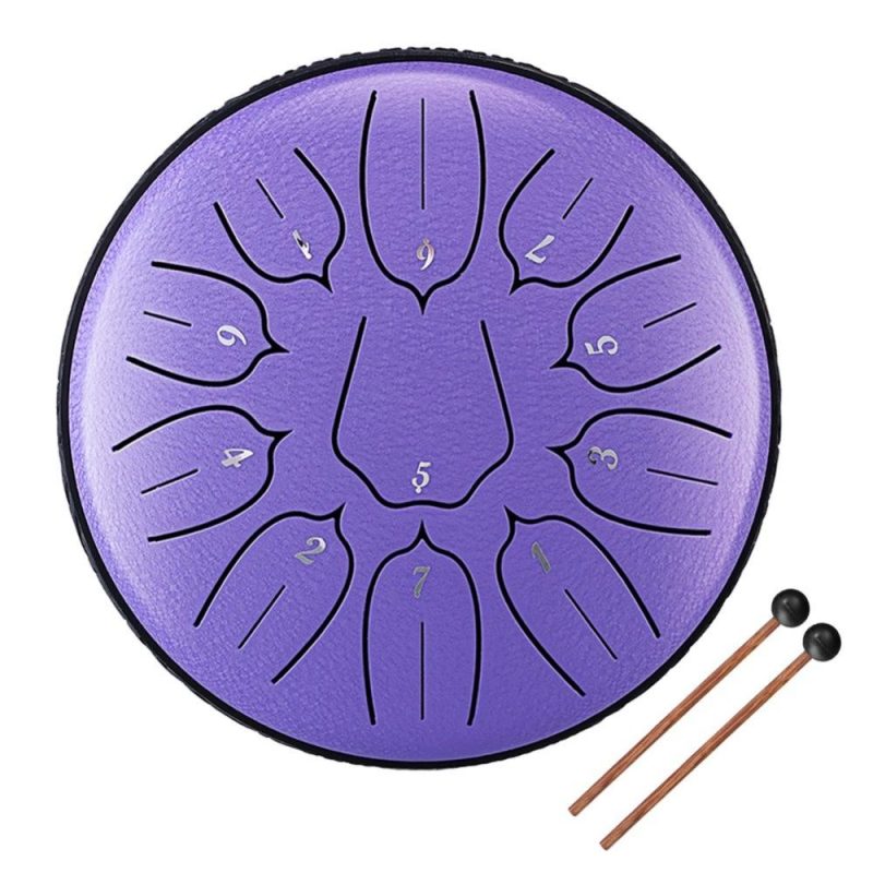 Drums & Percussion |   6 inch 11-Tone Steel Tongue Drum Hand Pan Drums with Drumsticks Percussion Musical Instruments Purple Drums & Percussion Drums & Percussion