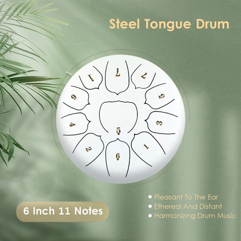 Drums & Percussion |   6 Inch Steel Tongue Drum 11 Notes Handpan Drum with Drum Mallet Finger Picks Black Drums & Percussion Black