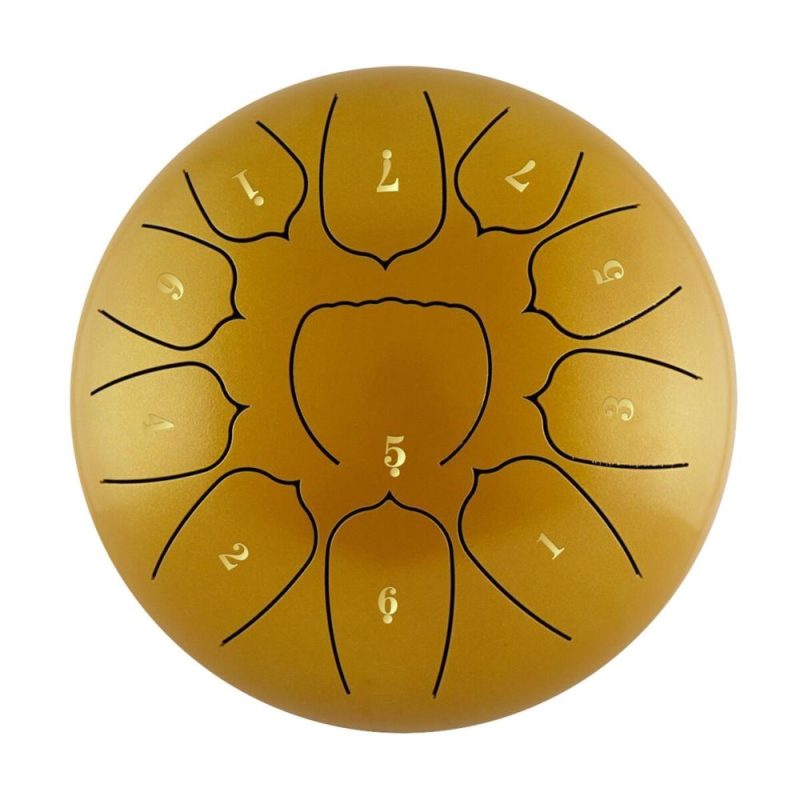 Drums & Percussion |   6 Inch Steel Tongue Drum 11 Notes Handpan Drum with Drum Mallet Finger Picks Gold Drums & Percussion Drums & Percussion