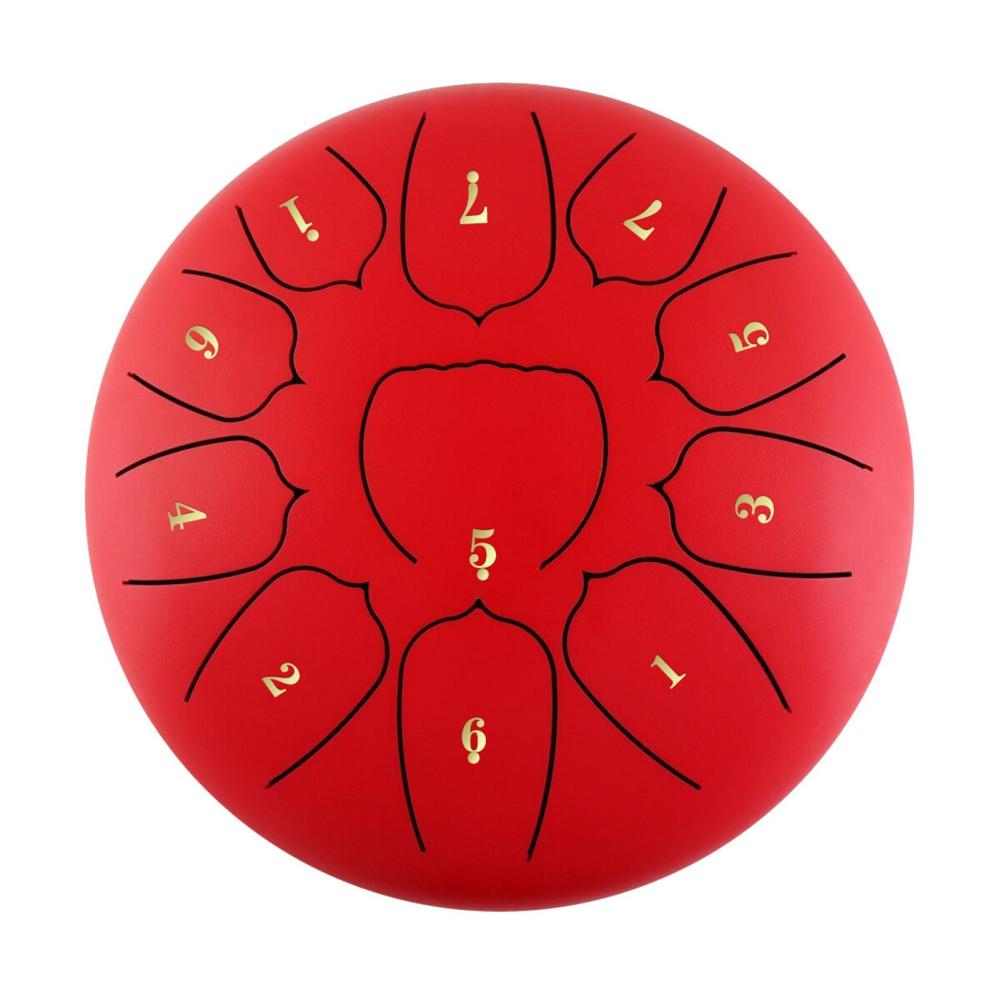 Drums & Percussion |   6 Inch Steel Tongue Drum 11 Notes Handpan Drum with Drum Mallet Finger Picks Red Drums & Percussion Drums & Percussion