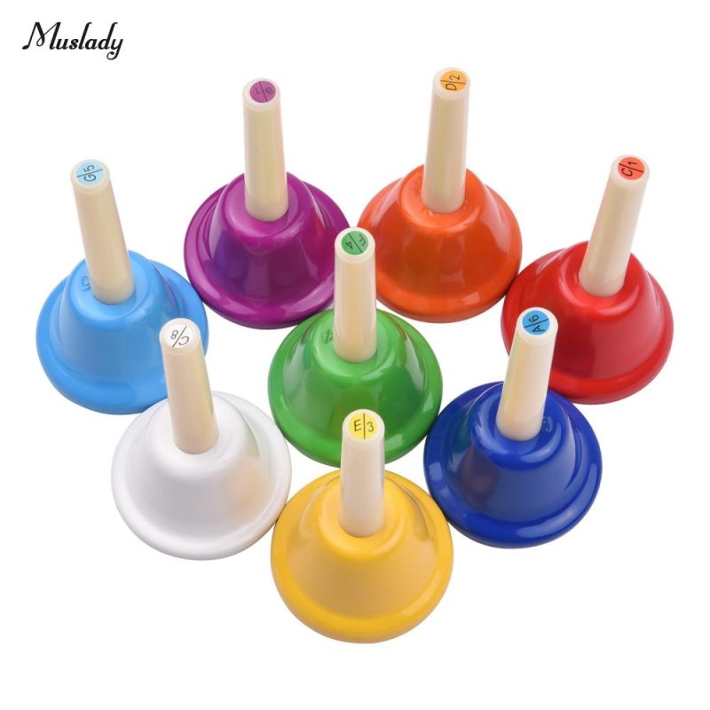 Drums & Percussion |   8pcs Colorful Handbell 8 Note Diatonic Metal Hand Bells Set Tinkle Bells Percussion Instrument Toy for Kids Children Multicolor Drums & Percussion Drums & Percussion