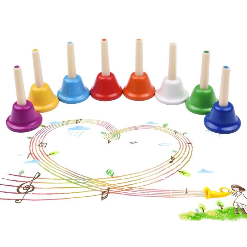 Drums & Percussion |   8pcs Colorful Handbell 8 Note Diatonic Metal Hand Bells Set Tinkle Bells Percussion Instrument Toy for Kids Children Multicolor Drums & Percussion Drums & Percussion