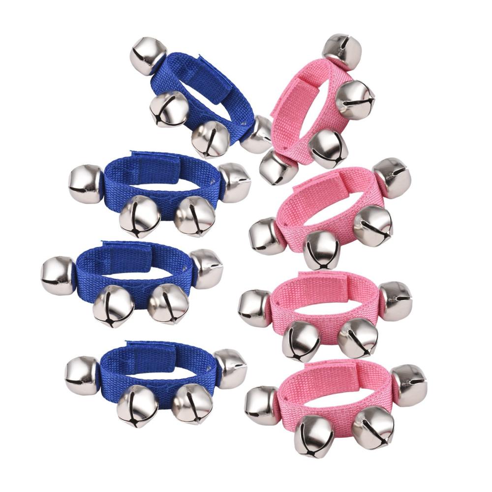 Drums & Percussion |   8pcs Jingle Bells Wrist Bells Musical Instrument Christmas Wrist Bell Percussion Pink & Blue Drums & Percussion Drums & Percussion