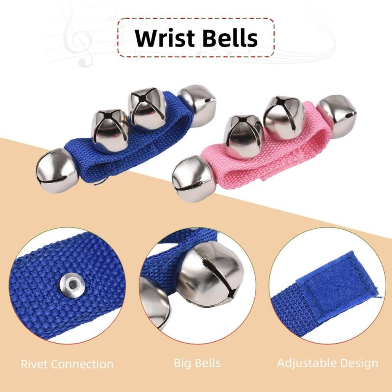 Drums & Percussion |   8pcs Jingle Bells Wrist Bells Musical Instrument Christmas Wrist Bell Percussion Pink & Blue Drums & Percussion Drums & Percussion