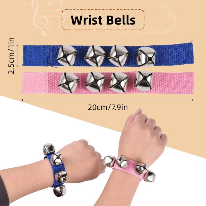 Drums & Percussion |   8pcs Jingle Bells Wrist Bells Musical Instrument Christmas Wrist Bell Percussion Pink & Blue Drums & Percussion Drums & Percussion