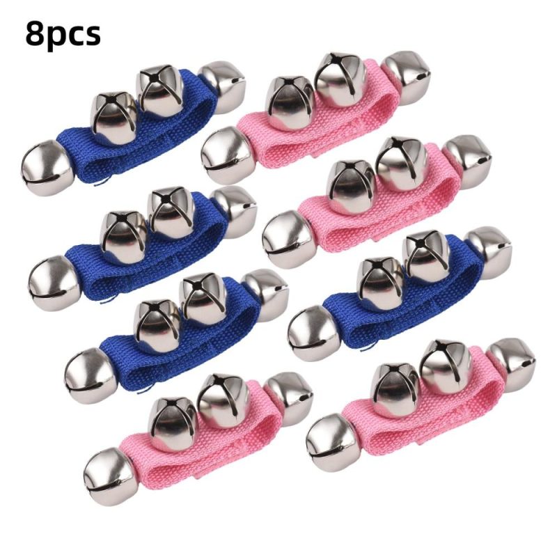 Drums & Percussion |   8pcs Jingle Bells Wrist Bells Musical Instrument Christmas Wrist Bell Percussion Pink & Blue Drums & Percussion Drums & Percussion