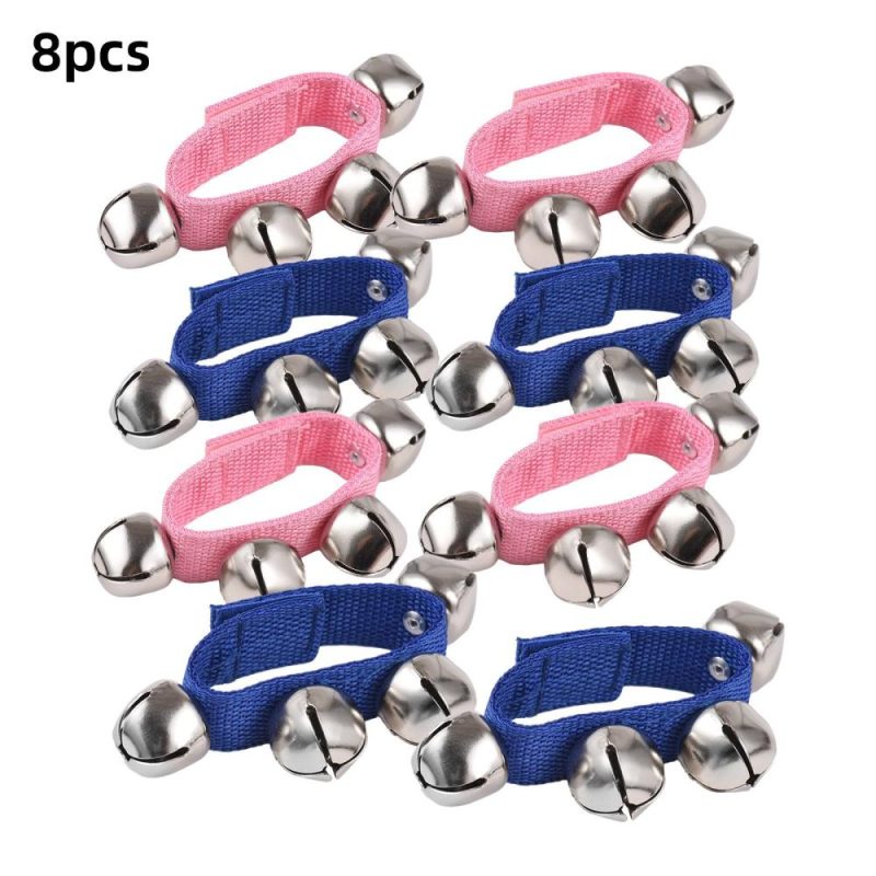 Drums & Percussion |   8pcs Jingle Bells Wrist Bells Musical Instrument Christmas Wrist Bell Percussion Pink & Blue Drums & Percussion Drums & Percussion