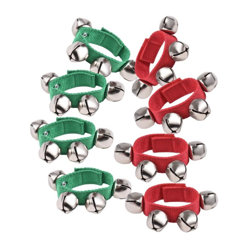 Drums & Percussion |   8pcs Jingle Bells Wrist Bells Musical Instrument Christmas Wrist Bell Percussion Red & Green Drums & Percussion Drums & Percussion