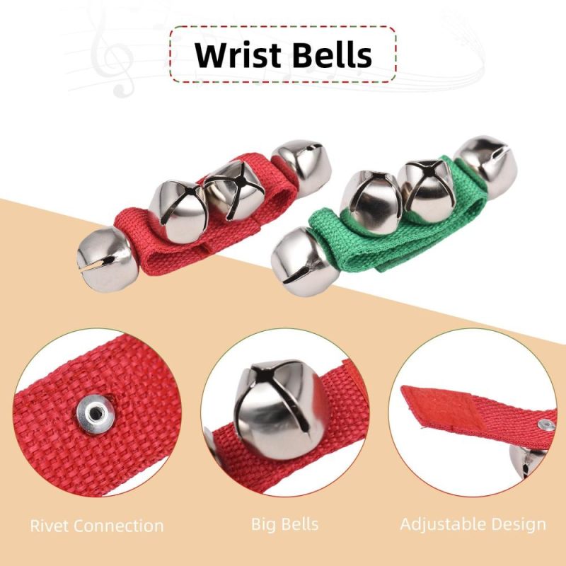 Drums & Percussion |   8pcs Jingle Bells Wrist Bells Musical Instrument Christmas Wrist Bell Percussion Red & Green Drums & Percussion Drums & Percussion