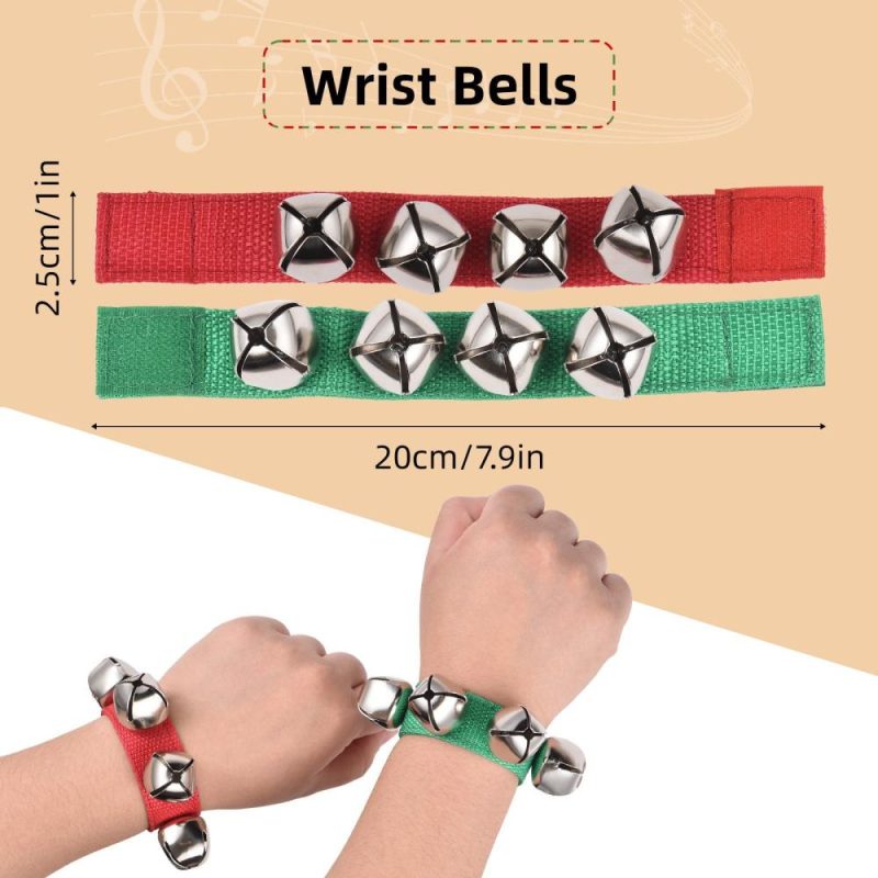 Drums & Percussion |   8pcs Jingle Bells Wrist Bells Musical Instrument Christmas Wrist Bell Percussion Red & Green Drums & Percussion Drums & Percussion