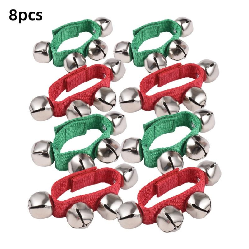 Drums & Percussion |   8pcs Jingle Bells Wrist Bells Musical Instrument Christmas Wrist Bell Percussion Red & Green Drums & Percussion Drums & Percussion