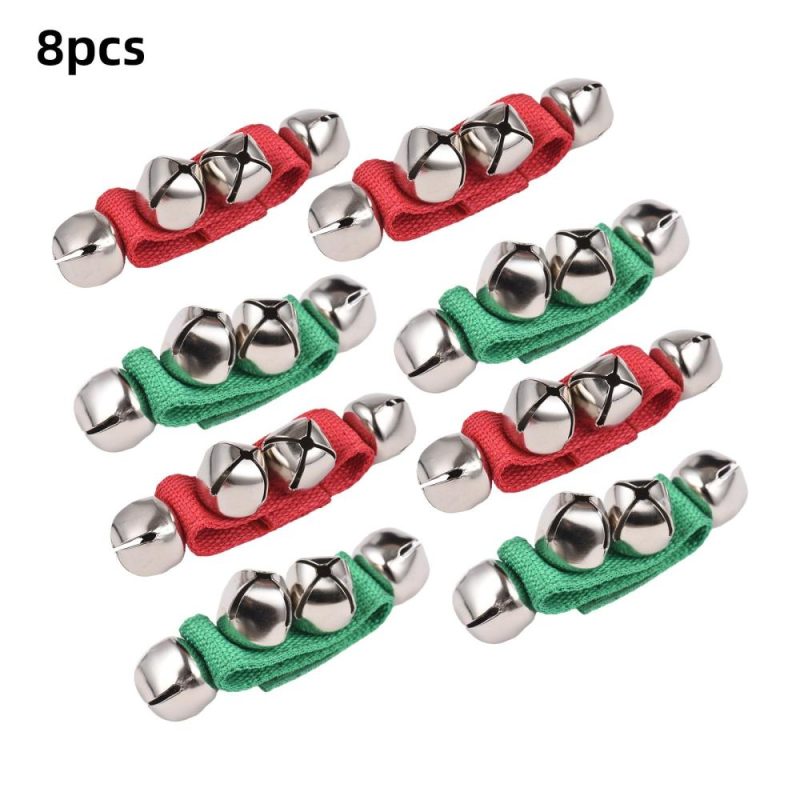 Drums & Percussion |   8pcs Jingle Bells Wrist Bells Musical Instrument Christmas Wrist Bell Percussion Red & Green Drums & Percussion Drums & Percussion