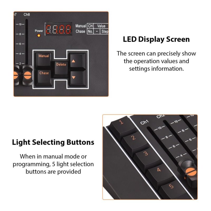 Drums & Percussion |   DMX Controller DMX 512 40 Channel Stage DJ Light Controller for DJ Lights Party Light Shows Disco Pub Black Drums & Percussion Black