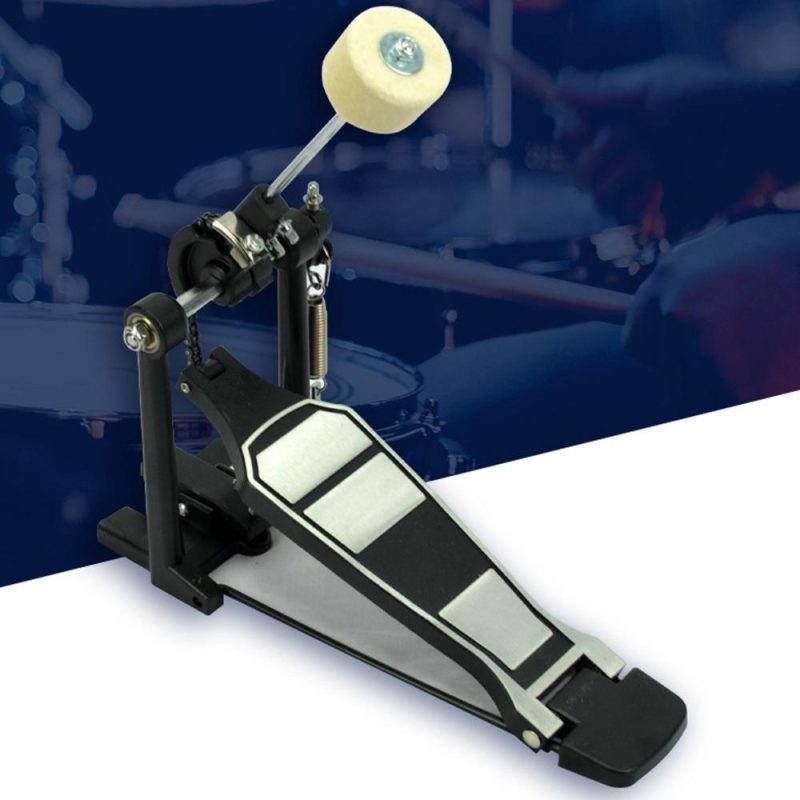 Drums & Percussion |   Drum Pedal with Drum Wool Beater Aluminium Alloy Singles Drum Pedal Drum Set Pedal Singles Pedal Black Drums & Percussion Black