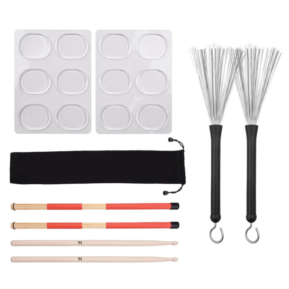 Drums & Percussion |   Drum Sticks Set 1 Pair Retractable Drum Wire Brushes Drum Stick Brush 1 Pair 19-Rod Bamboo Drum Brushes Sticks 1 Pair 5A Classic Maple Wood Drumsticks 12pcs Mute Pads for Jazz Folk Acoustic Music Lover Transparent Drums & Percussion Drums & Percussion