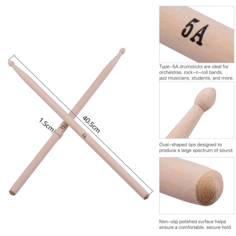 Drums & Percussion |   Drum Sticks Set 1 Pair Retractable Drum Wire Brushes Drum Stick Brush 1 Pair 19-Rod Bamboo Drum Brushes Sticks 1 Pair 5A Classic Maple Wood Drumsticks 12pcs Mute Pads for Jazz Folk Acoustic Music Lover Blue Drums & Percussion Blue