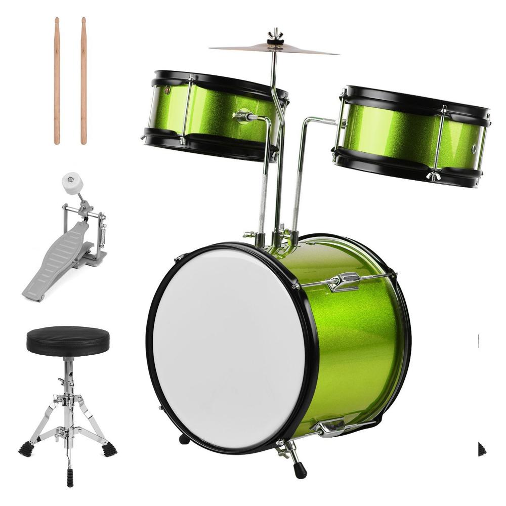 Drums & Percussion |   Kids Children Junior Beginners 3-Piece Drum Set Drums Kit Green Drums & Percussion Drums & Percussion