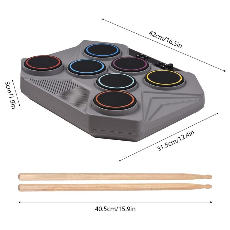 Drums & Percussion |   MP200 Electronic Tabletop Drum Set Built-in 3W Speaker Portable Digital Drum Kit Gray Drums & Percussion Drums & Percussion