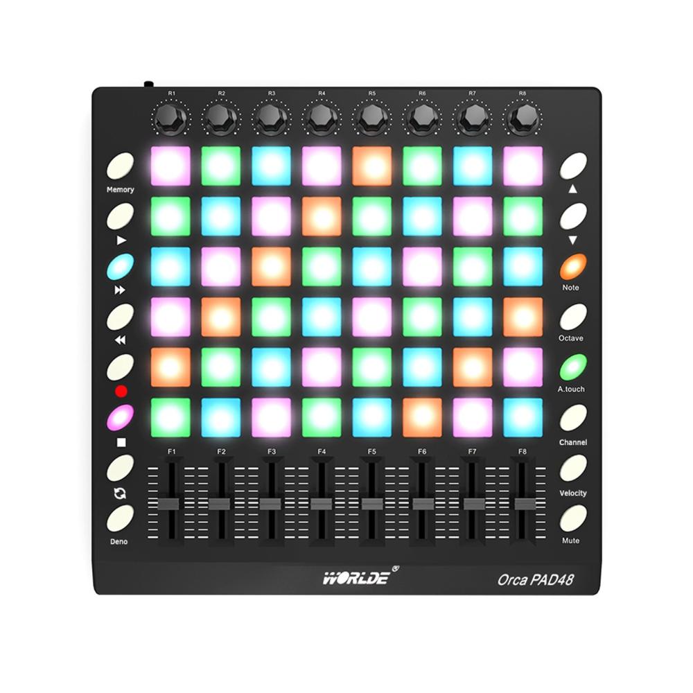 Drums & Percussion |   PAD48 – Portable USB MIDI Drum Pad Controller with 48 RGB Backlit Pads Black Drums & Percussion Black