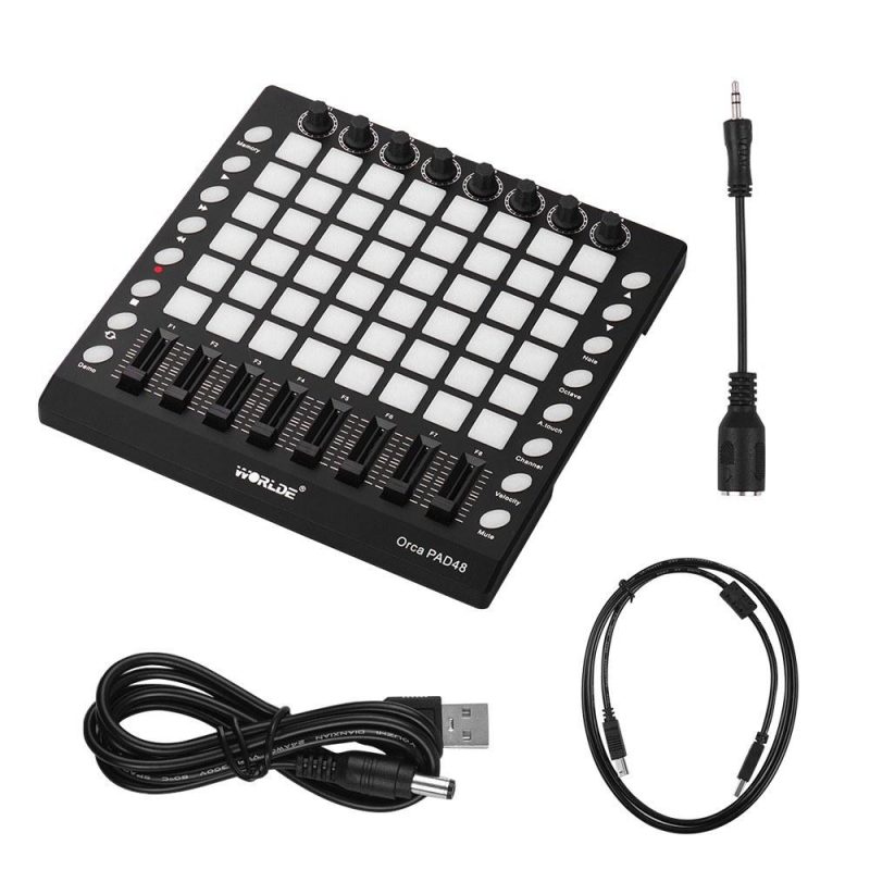 Drums & Percussion |   PAD48 – Portable USB MIDI Drum Pad Controller with 48 RGB Backlit Pads Black Drums & Percussion Black