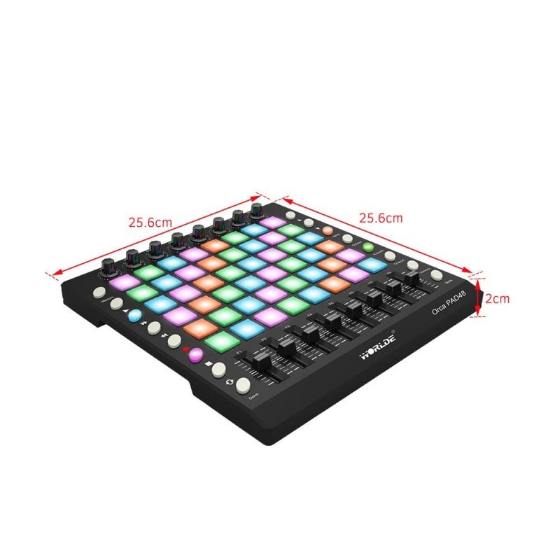 Drums & Percussion |   PAD48 – Portable USB MIDI Drum Pad Controller with 48 RGB Backlit Pads Black Drums & Percussion Black