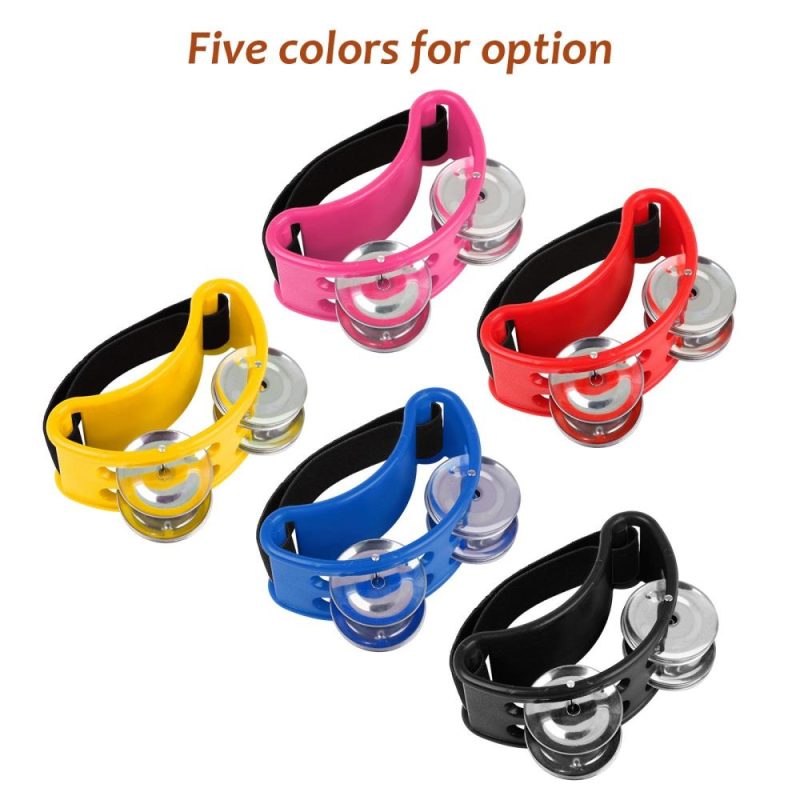 Drums & Percussion |   Percussion Foot Tambourine with 4 Pairs of Stainless Steel Jingles & Elastic Strap Percussion Musical Instrument for Cajon Accompaniment Pink Drums & Percussion Drums & Percussion