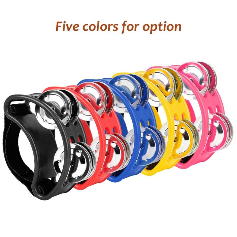 Drums & Percussion |   Percussion Foot Tambourine with 4 Pairs of Stainless Steel Jingles & Elastic Strap Percussion Musical Instrument for Cajon Accompaniment Pink Drums & Percussion Drums & Percussion