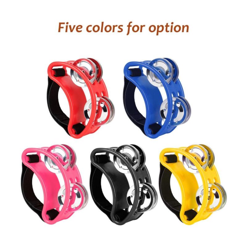 Drums & Percussion |   Percussion Foot Tambourine with 4 Pairs of Stainless Steel Jingles & Elastic Strap Percussion Musical Instrument for Cajon Accompaniment Pink Drums & Percussion Drums & Percussion