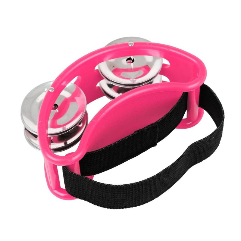 Drums & Percussion |   Percussion Foot Tambourine with 4 Pairs of Stainless Steel Jingles & Elastic Strap Percussion Musical Instrument for Cajon Accompaniment Pink Drums & Percussion Drums & Percussion