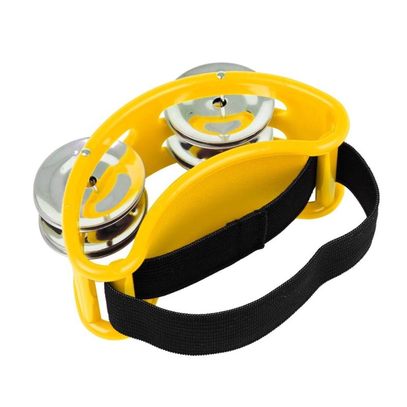 Drums & Percussion |   Percussion Foot Tambourine with 4 Pairs of Stainless Steel Jingles & Elastic Strap Percussion Musical Instrument for Cajon Accompaniment Yellow Drums & Percussion Drums & Percussion