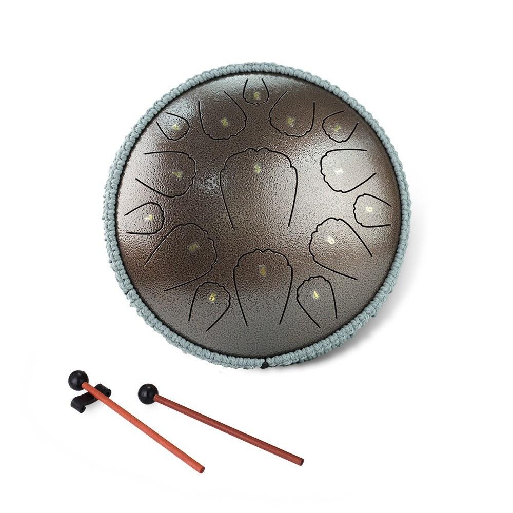 Drums & Percussion |   Steel Tongue Drum 13 Inch 15 Notes D Key Percussion Instrument Portable Balmy Drum with Drum Mallets Handpan Drum Brown Drums & Percussion Brown