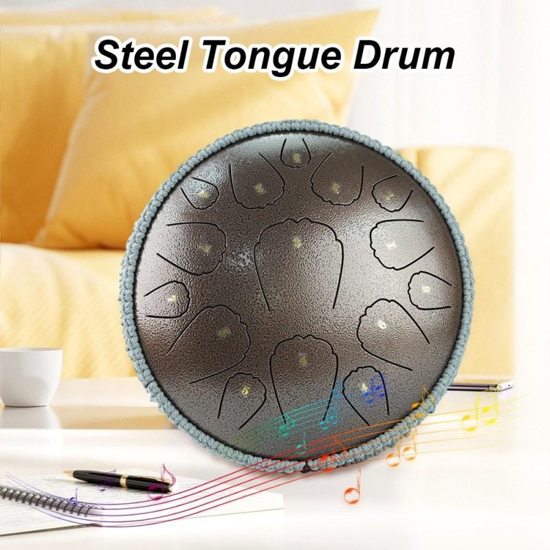 Drums & Percussion |   Steel Tongue Drum 13 Inch 15 Notes D Key Percussion Instrument Portable Balmy Drum with Drum Mallets Handpan Drum Brown Drums & Percussion Brown