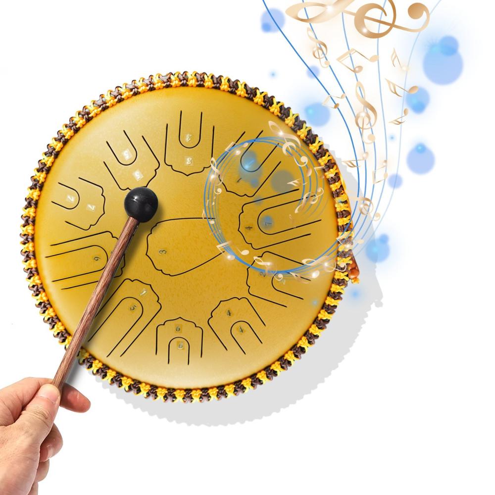 Drums & Percussion |   Steel Tongue Drum 15 Inch 21 Notes C Key Percussion Instrument Balmy Drum with Drum Mallets Gold Drums & Percussion Drums & Percussion