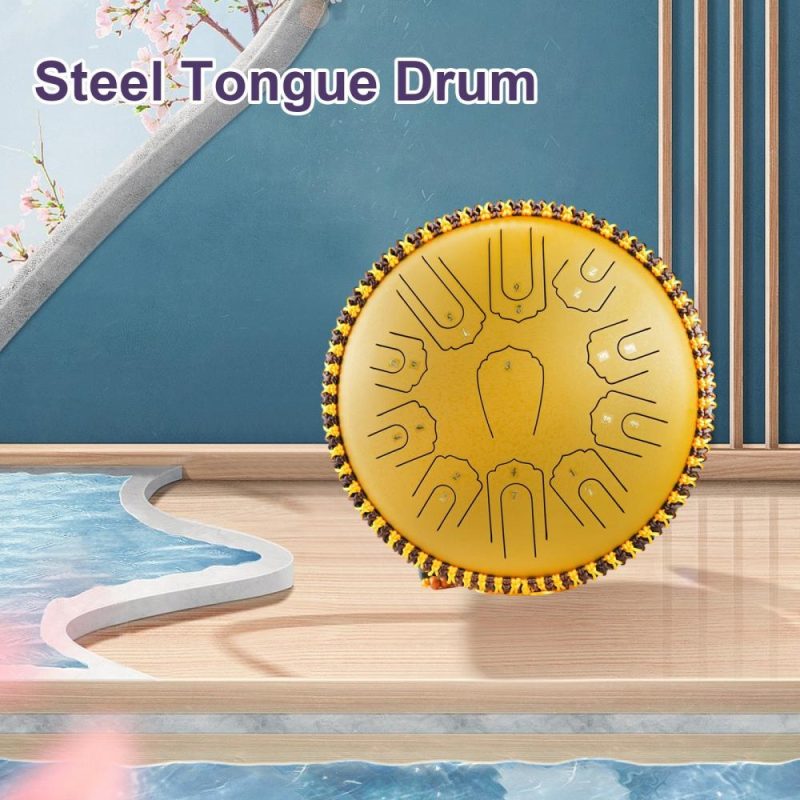 Drums & Percussion |   Steel Tongue Drum 15 Inch 21 Notes C Key Percussion Instrument Balmy Drum with Drum Mallets Gold Drums & Percussion Drums & Percussion