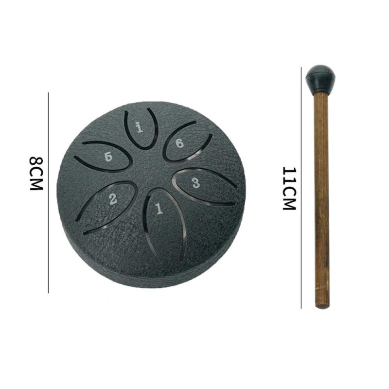 Drums & Percussion |   Steel Tongue Drum 3 Inch 6 Notes Percussion Instrument Balmy Drum with Drum Mallets Black Drums & Percussion Black