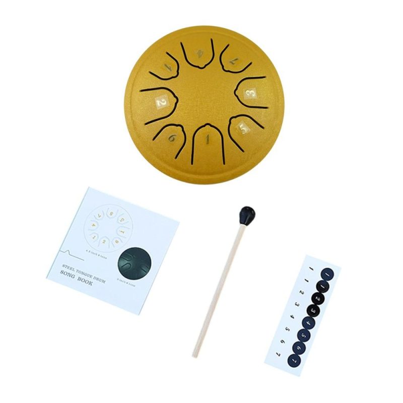 Drums & Percussion |   Steel Tongue Drum 4 Inch 8 Notes C Key Percussion Instrument Portable Balmy Drum with Drum Mallets Handpan Drum Gold Drums & Percussion Drums & Percussion